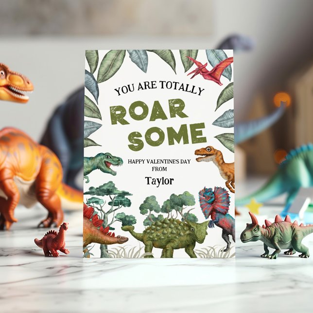 Classroom Dinosaur Kids Valentines Day Holiday Card (Creator Uploaded)