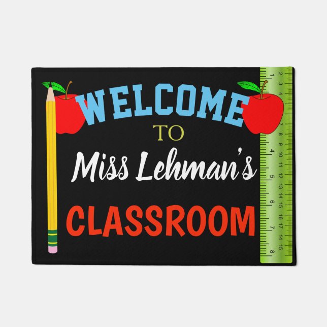 Classroom door mat for teacher personalised (Front)