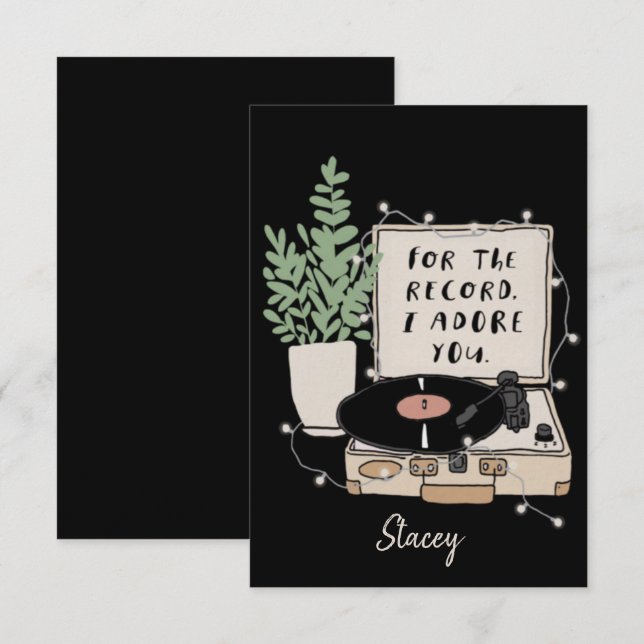 Classroom "For the Record, I Adore You" V'Day Card (Front/Back)