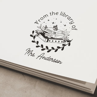 Classroom "From the library of" bookplate Floral Self-inking Stamp