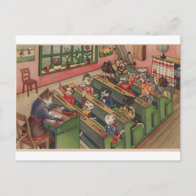 Classroom Full of Cats, Back To School Postcard (Front)