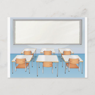 Classroom full of chairs and tables postcard