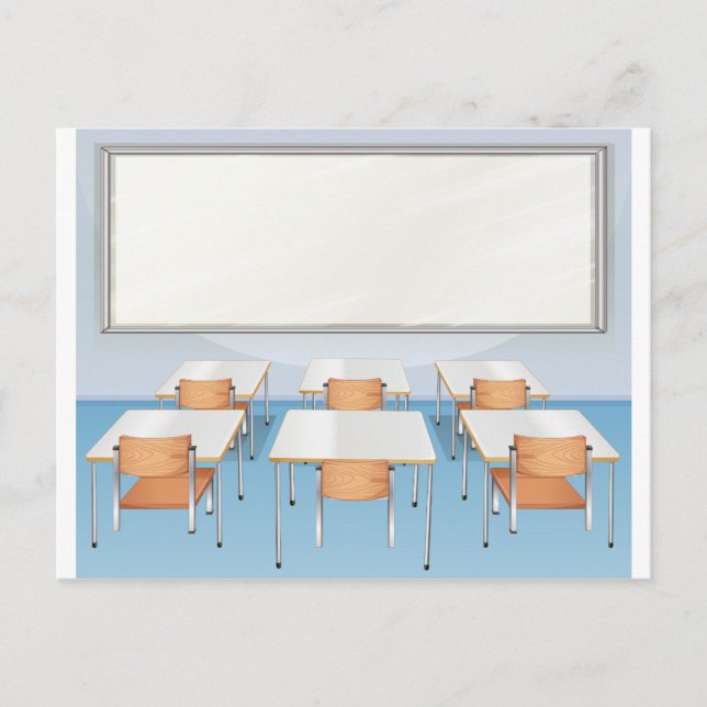 Classroom full of chairs and tables postcard (Front)