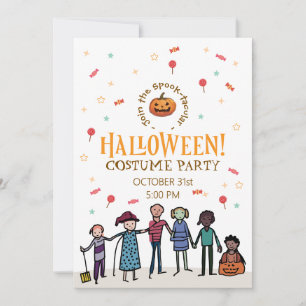 Classroom Halloween Party Cute Kids Design Invitation