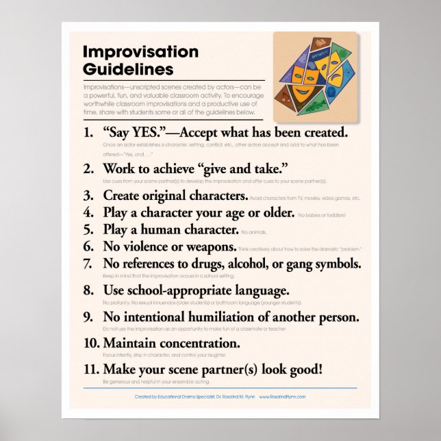 Classroom Improvisation Guidelines Poster (Front)