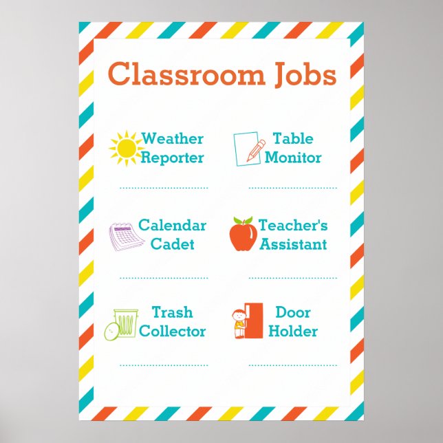 Classroom Jobs Poster - Owls (Front)