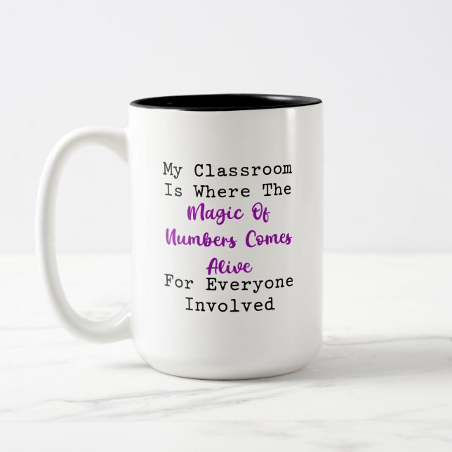 Classroom Magic Numbers Come Alive Educator Two-Tone Coffee Mug (Left)