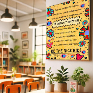 Classroom Nice Kid Floral Hearts Fun Teacher Poster