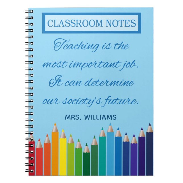 Classroom Notes Beautiful Teacher Lesson Planning Notebook (Front)