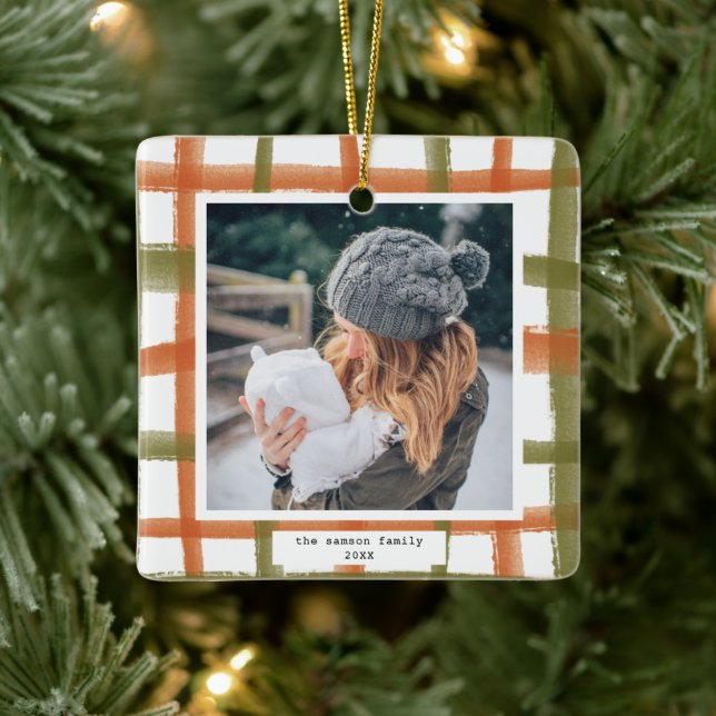 Classroom Plaid Photo Ceramic Ornament (Tree)