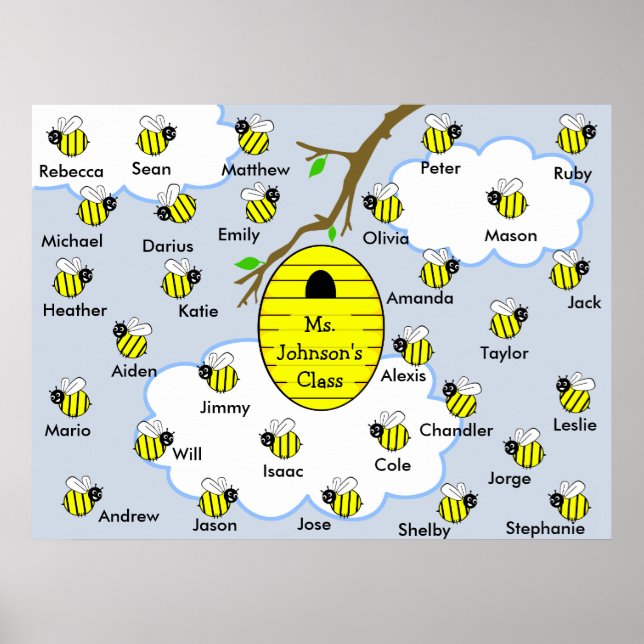 Classroom Poster - Class Names Honey Bees & Hive (Front)