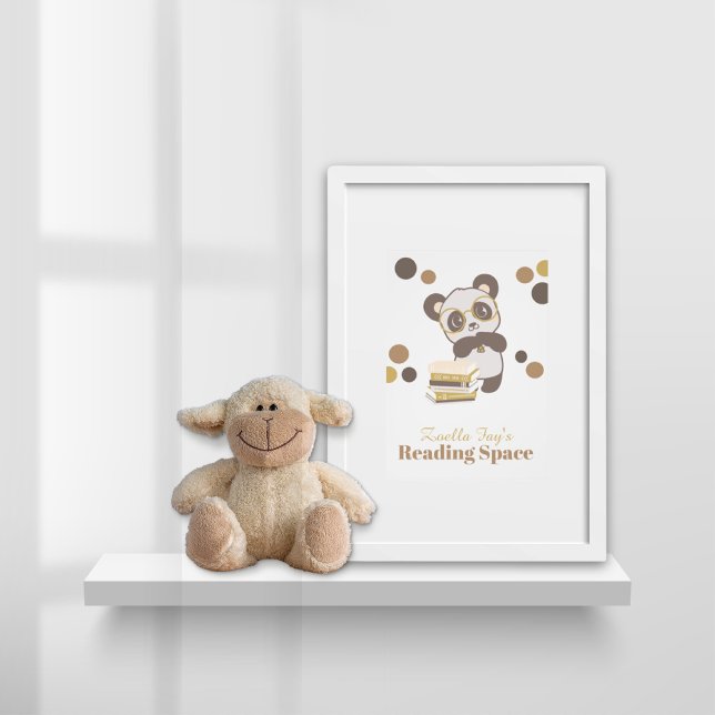 Classroom Reading Corner Personalised Book Themed Photo Print (Reading Collection Photo Print Panda)