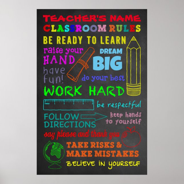 Classroom Rules — Personalised Teacher's Gift Poster (Front)
