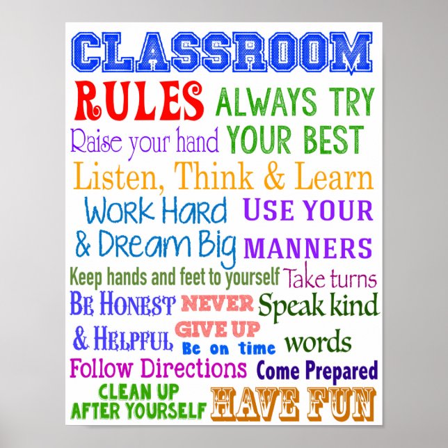 Classroom Rules, Teacher Gift, Educational Gift Poster (Front)