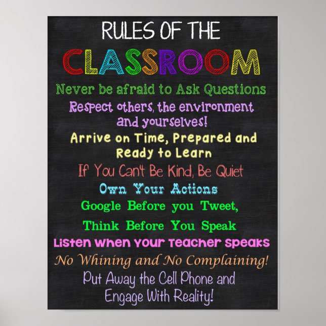 Classroom Rules, Teacher Gift, Educational Gift Poster (Front)