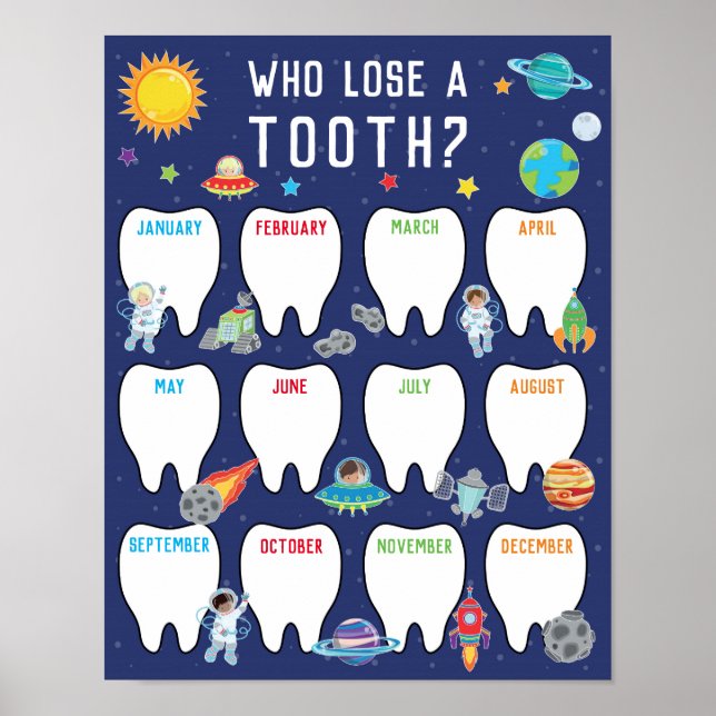 Classroom Tooth Tally Chart in Outer Space Theme (Front)