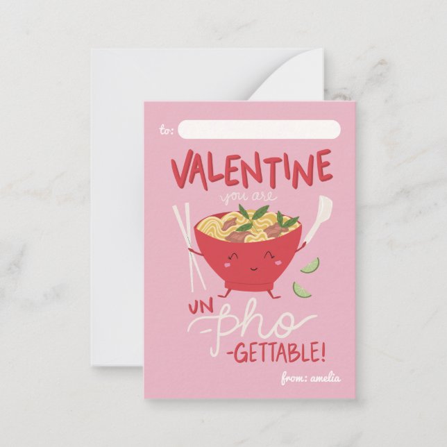 Classroom Valentine Card- Un-Pho-Gettable- Pink Card (Front)