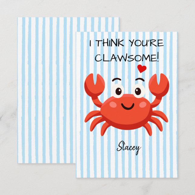 Classroom Valentine "I think you're claw-some" (Front/Back)