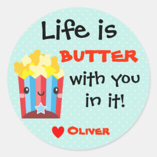 Classroom Valentine Popcorn Food Pun Gift Tag