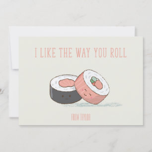 Classroom Valentine Sushi Roll Card