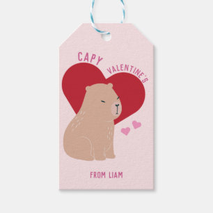 Classroom Valentine's Capybara Capy Gift Tag