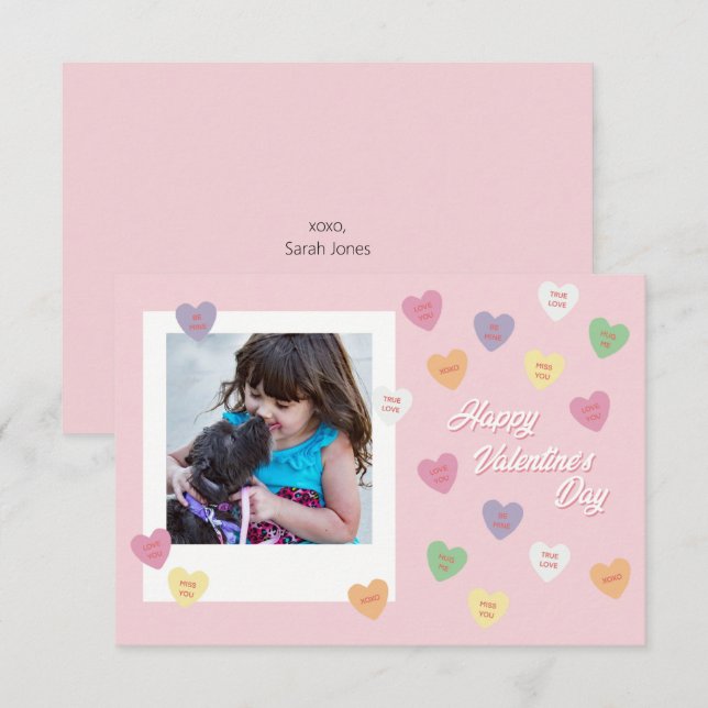 Classroom Valentines Conversation Heart Photo Card (Front/Back)
