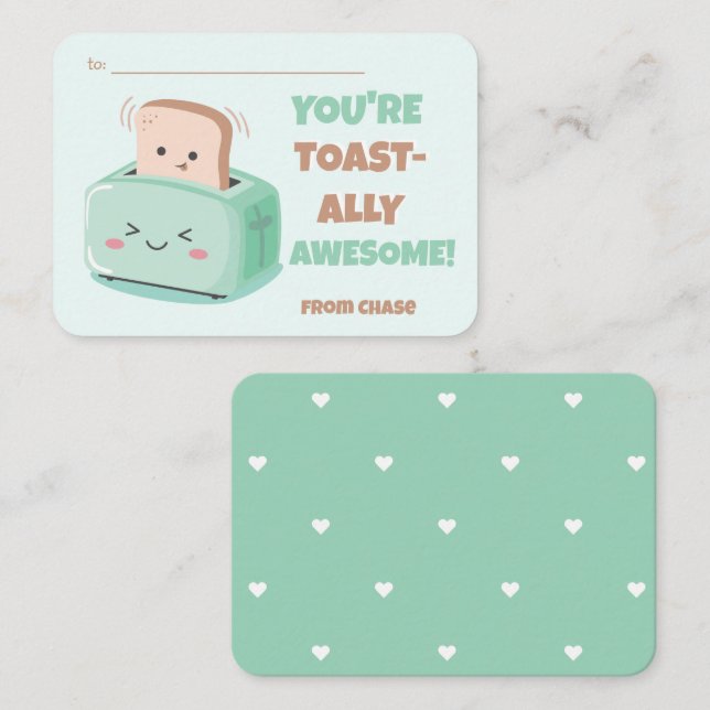 Classroom Valentine's Day Awesome Toast Card (Front/Back)