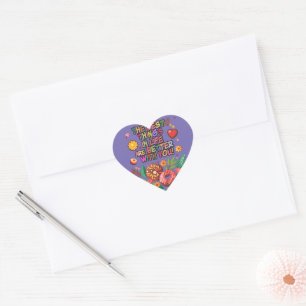 Classroom Valentine's Day Boho Donuts and Flowers Heart Sticker