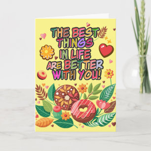 Classroom Valentine's Day Boho Doughnuts and Flowe Card