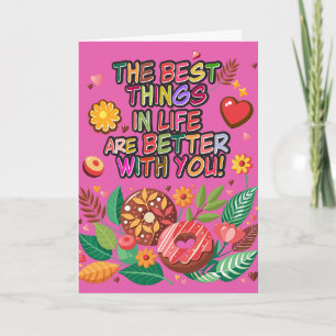 Classroom Valentine's Day Boho Doughnuts and Flowe Card