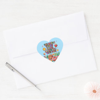 Classroom Valentine's Day Boho Doughnuts and Flowe Heart Sticker