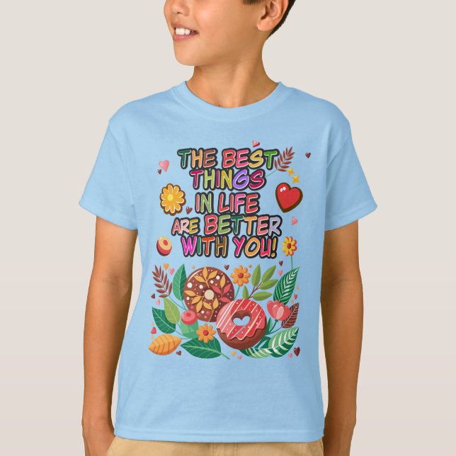Classroom Valentine's Day Boho Doughnuts and Flowe T-Shirt (Front)