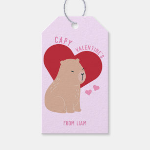 Classroom Valentine's Day Capybara Gift Tags