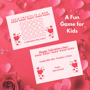 Classroom Valentine's Day Card Game-Four in a Row