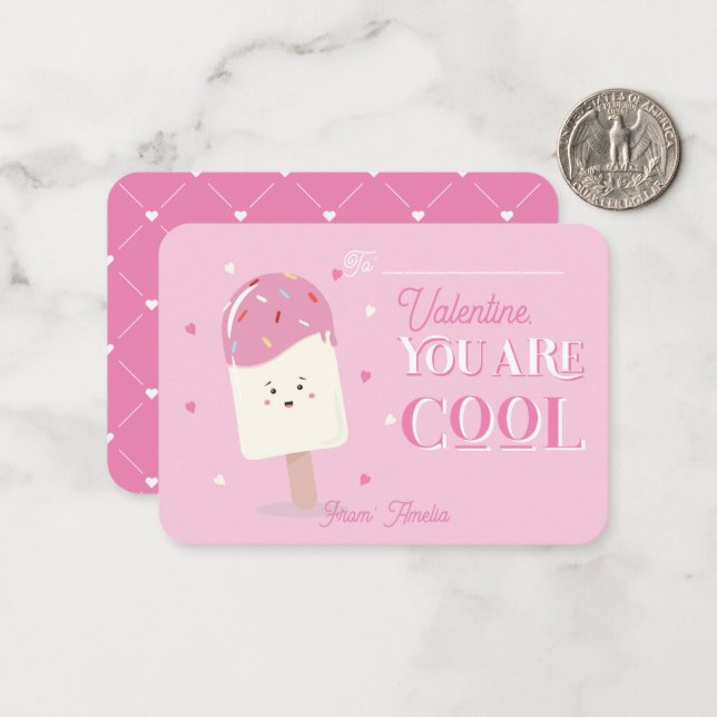 Classroom Valentine's Day Cool Popsicle  Card (Front/Back In Situ)