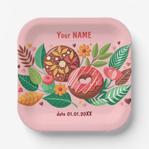 Classroom Valentine's Day Doughnut Flower Personal Paper Plate