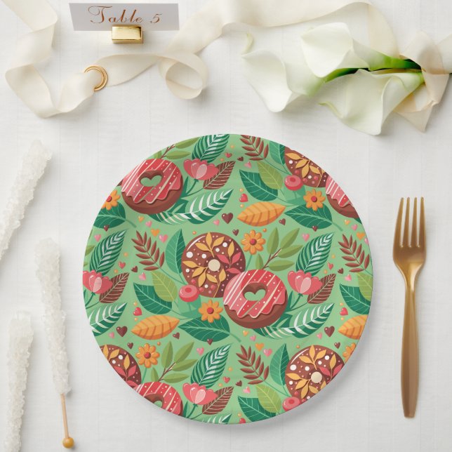 Classroom Valentine's Day Doughnut Flower Personal Paper Plate (Wedding)