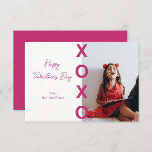 Classroom Valentines Hot Pink XOXO Photo Card