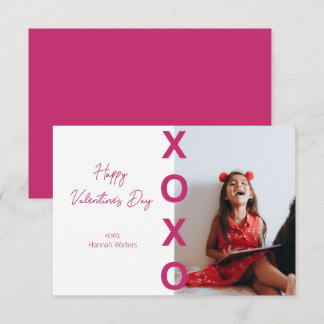 Classroom Valentines Hot Pink XOXO Photo Card