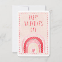 Classroom Valentines Kids Pink Rainbow Hearts