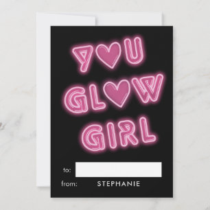 Classroom Valentines You Glow Girl Neon Sign Holiday Card