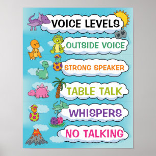 Classroom Voice Level Chart in Dinosaurs Theme