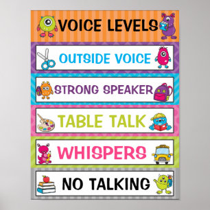 Classroom Voice Level Chart in Monsters Theme