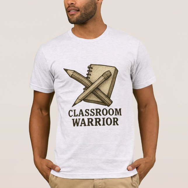 Classroom Warrior Teacher Shirt – Pencil & Noteboo (Front)