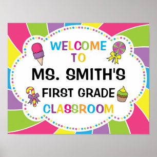 Classroom Welcome Sign in Candy Theme