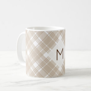 Classt Tan Plaid Monogram Coffee Mug