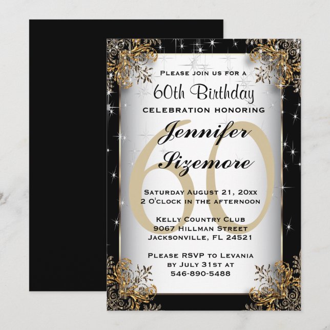 Classy 00th Birthday Template in Black (Front/Back)