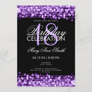 Classy 18th Birthday Party Sparkles Purple Invitation
