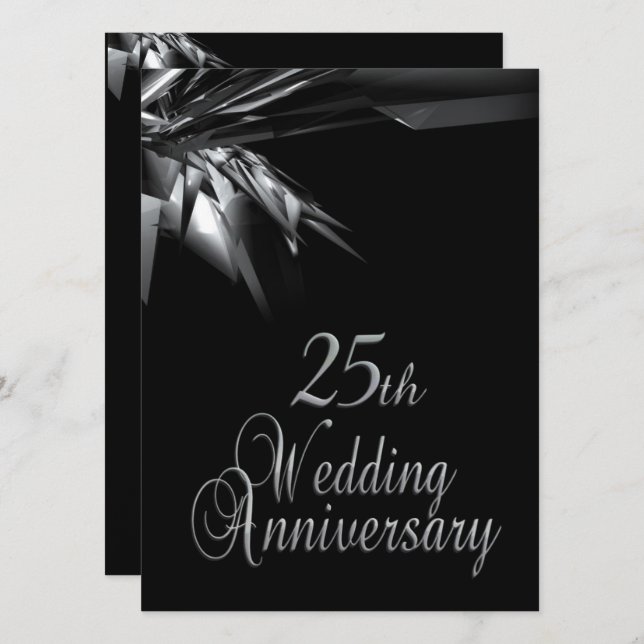 Classy 25th Wedding Anniversary Invitation (Front/Back)