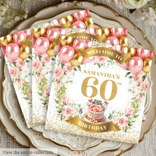 Classy 60th Birthday Napkins Boho Floral Accents